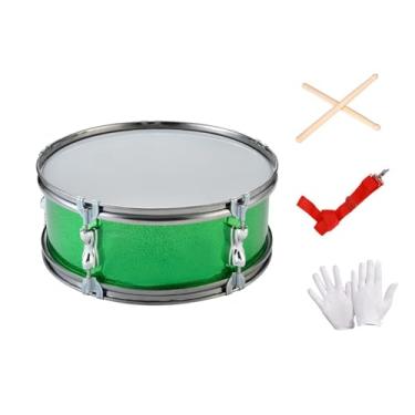 Imagem de YIJU Caixa de marcha de 35 cm, som único, com luvas de baqueta, portátil, versátil para apresentações ao ar livre, bateria de banda, Verde