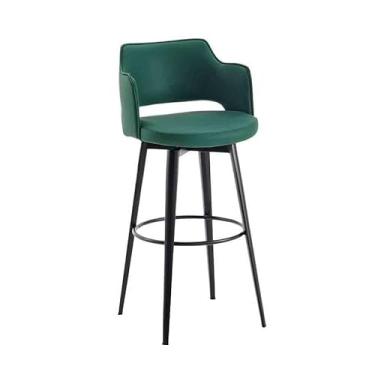 Imagem de Banco de bar de pub Bancos de bar altos giratórios para uso doméstico Cadeiras balcão na ilha simples com encosto(Green)