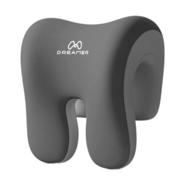 Imagem de ZGUZMCMK Suporte para Cadeira de Escritório com Espuma Viscoelástica E Zíper, Suporte Multifuncional para Encosto de Cabeça, Duplo Cinza