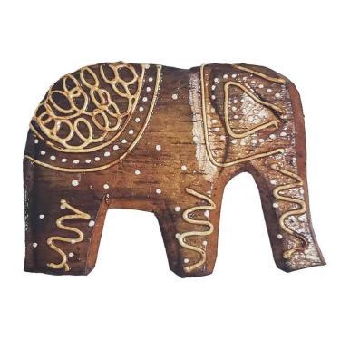 Imagem de Imã Pintado De Madeira Balsa Elefante Tromba Pra Baixo