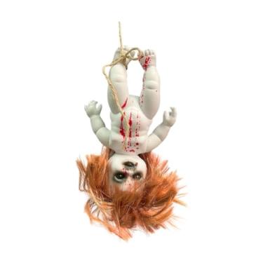 Imagem de TTETTZ Boneca Assombrada Bonecas Assustadoras Penduradas Susto Terror Decoração Brinquedo Halloween Boneca Assustadora para Decoração de Halloween Adereço, Menina Grande