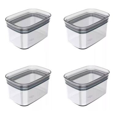 Imagem de Kit 04 Pote Organizador Hermetico Block Retangular - 0,65L