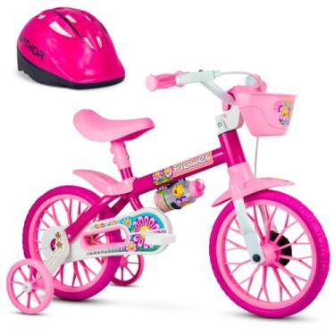 Imagem de Bicicleta Infantil Aro 12 Flower com Capacete Rosa
