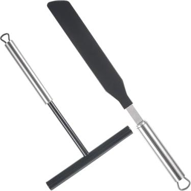 Imagem de Espalhador de crepe e kit de espátula, ferramentas de crepe de aço inoxidável ferramenta de panqueca em forma de ferramenta de massa e espátula para ferramentas de cozimento manuais " (1 conjuntos)