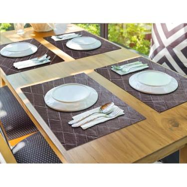 Imagem de Kit Jogo Americano Sousplat 30 Unidades Restaurantes Bar Hotel Mesa Posta Decoração - Mosaico Marrom Retangular