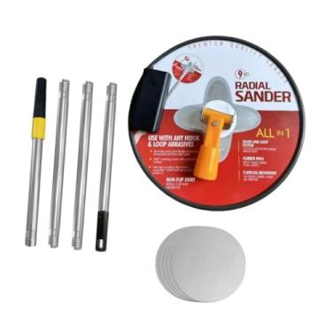 Imagem de Baoblaze Lixadeira de drywall lixadeira, profissional de lixamento radial de 9 polegadas, 5pcs de manchas de areia para parede e tetos de parede seca, Vermelho