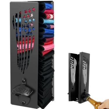 Imagem de Suporte para refrigerador de latas com abridor de garrafas, suporte de refrigerador de lata montado na parede, comporta dispensador de refrigerador de 25 latas, rack térmico leve de metal ergonômico