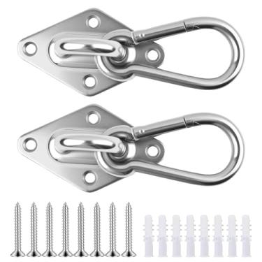 Imagem de Ganchos de olho de almofada de aço inoxidável M10 com ganchos de pressão, kit de montagem resistente para rede, saco de pancada, suporte de teto ou parede, ferragens internas e externas com parafusos