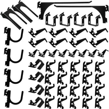 Imagem de Zonon Conjunto de ganchos de metal com 52 peças de ganchos de painel de armazenamento ranhurados, aço galvanizado a granel para quadro de pegboard, vários estilos, para garagem, ferramenta, cozinha