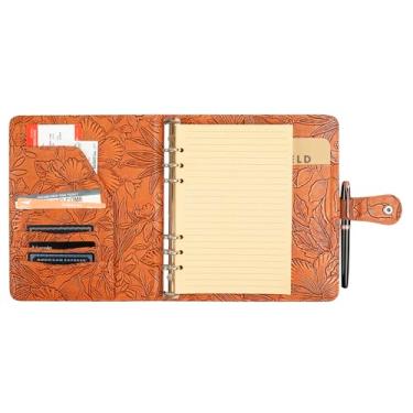 Imagem de Pasta de couro padronizada com 6 anéis, agenda A5 para mulheres, organizador de trabalho para homens, marrom