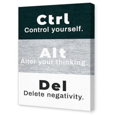 Imagem de JANLAN Ctrl Alt del Wall Art, Control Yourself Alter Your Thinking Delete Negativity Wall Decor for Office Workplace, Inspirational Office Wall Decor 61 x 40 cm