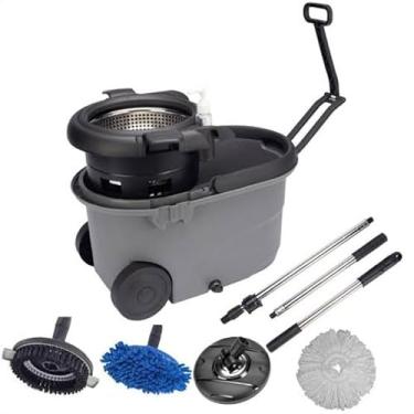 Imagem de Mop Giratório16L com BALDE INOX + 3 REFIS – Cinza e Preto(1)