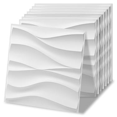 Imagem de Art3d Pacote com 20 painéis de parede 3D decorativos, decoração de parede interior de PVC de 19 m², 30 x 30 cm, branco