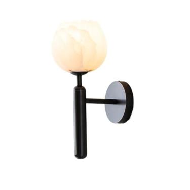 Imagem de Luminária de parede luxuosa em formato flor mármore para banheiro, varanda, estudo, quarto, cabeceira para corredor, hall de entrada(Preto)