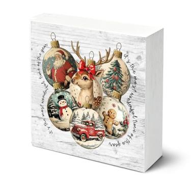 Imagem de Placa engraçada de caixa de madeira de Natal, placa de caixa de madeira de Feliz Natal, decoração de Natal, arte rústica, prateleira, decoração de mesa, decorações de férias, suprimentos de festa para