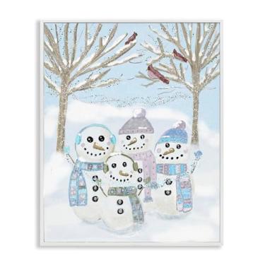 Imagem de Stupell Industries Arte giclée emoldurada branca Happy Snowman Family, design de Kristal Clifford, 20 x 16