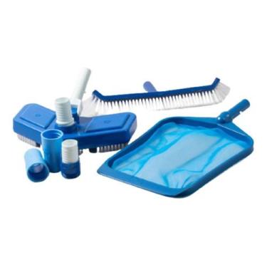 Imagem de Kit Limpeza Piscina Brustec Lazer  Peneira, Escova, Aspirador, Adaptad
