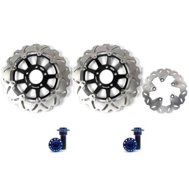 Imagem de Arashi Discos de freio dianteiros traseiros rotores com parafusos de montagem para Suzuki GSX 750 GSX750 1997-2003, acessórios de substituição de motocicleta