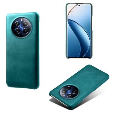 Imagem de Capa para OPPO Realme 12 Pro + 5G,Proteção contra quedas,Casca de volta de cor sólida simples,Design de couro de imitação de plástico-Green