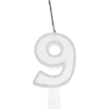 Imagem de Vela Para Aniversario N.09 Glitter Branca