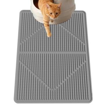 Imagem de Gosmol Tapete de areia impermeável para gatos GG, tapete de armadilha de areia de 71 x 50 cm, tapetes de caixa de areia para gatinhos extragrande e fácil de limpar, tapete coletor de areia