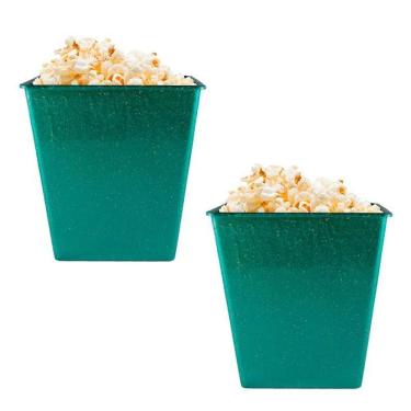 Imagem de Kit 2 Pipoqueira Retrô Fibra Madeira Verde 2,6L