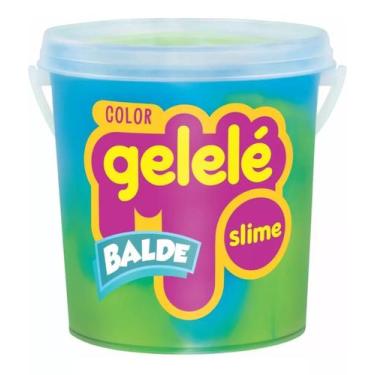 Imagem de Balde Slime Color Gelelé Doce Brinquedo 457g 2 Cores Azul e Verde