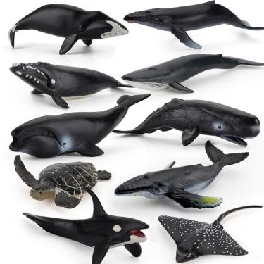 Imagem de Conjunto de figuras de animais oceânicos, 9 peças de brinquedos realistas de vida marinha em PVC