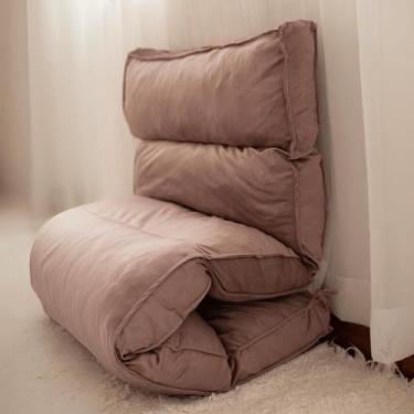 Imagem de Futon Colchonete Colchão Espuma Dobrável 70x170x12cm Em Sued Aveludado
