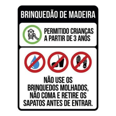 Imagem de Kit 3 Placas Sinalização - Brinquedão De Madeira Regras Uso