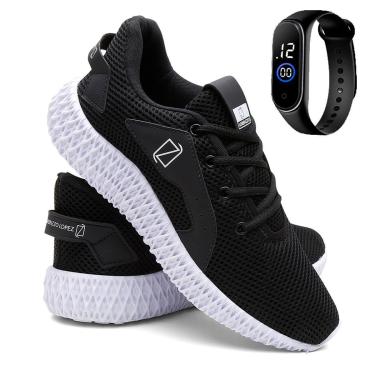 Imagem de Kit Tênis Masculino Para Corrida e Academia Super Leve e Confortável E Relógio-Masculino