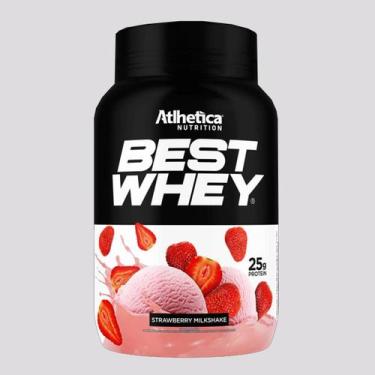 Imagem de Whey Protein Atlhetica Best Whey 900g, Milkshake de Morango