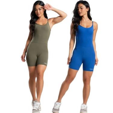 Imagem de KIT 2 Macaquinho Zero Transparencia Costa Cruzada Vekyo Academia Treino Moda Fitness Musculação-Feminino