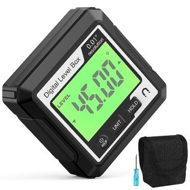 Imagem de Abizarch Localizador de ângulo digital medidor de ângulo magnético LCD ferramenta de nível digital transferidor inclinômetro caixa de nível retroiluminada portátil ferramenta de medição de ângulo