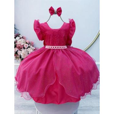 Imagem de Vestido Infantil Pink com Saia de Tule e Glitter para Daminhas - Fabul
