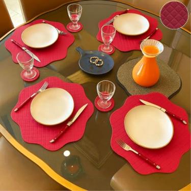 Imagem de Jogo Americano Sousplat 100 Unidades Restaurantes Bar Hotel Mesa Posta Decoração - Roma Bordô Vinho Redondo