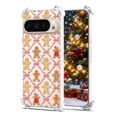 Imagem de YEPO Linda capa de Natal compatível com Google Pixel 9 Pro XL Gingerbread Man Kids, design de Natal transparente à prova de choque anti-queda capa para celular Google Pixel 9 Pro XL adolescentes
