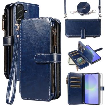 Imagem de Asuwish Capa de celular para Samsung Galaxy A36 5G com protetor de tela de vidro temperado e cordão com zíper, porta-cartões, suporte para celular, acessórios A 36 36A LTE SM-A366U feminino masculino