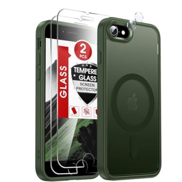 Imagem de LeYi Capa para iPhone SE Verde 2022 (3ª Geração)/2020 (2ª) Capas para iPhone-8/7 [Protetor de Tela X2+ Capa de Câmera X2] i Phone SE3 SE2 Gen para MagSafe Capa Magnética Fina iPhone 8/7 SE 3/2, Verde