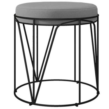 Imagem de Puff Decorativo Aramado Preto Zaya L02 Corano Cinza - LYAM DECOR