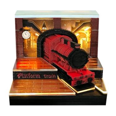Imagem de Y LEATHERLEAF WORTH Calendário de trem 3D 2026, bloco de notas 3D 2026 com calendários de 52 semanas, calendário 3D, bloco de notas, decoração de mesa para escritórios e quartos, presentes