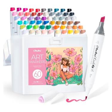 Imagem de Marcadores de Álcool 60 Cores Kaala B - Kit Profissional Ponta Dupla (Pincel e Cinzel) para Ilustração, Desenho, Mangá e Design - Canetas Artísticas para Artistas e Hobbistas