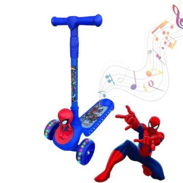 Imagem de Patinete Homem Aranha Infantil Musical Com Mascara e Luzes - Elite