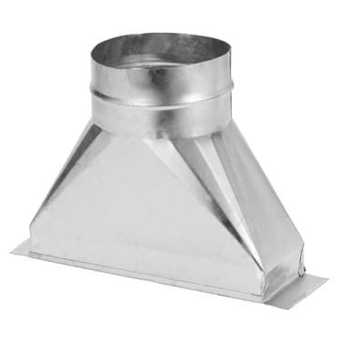 Imagem de PATIKIL Encaixe de transição de tubo de duto de 25 cm x 3-1/10.2 cm x 17.8 cm, duto redondo retangular de transição de aço galvanizado para 12,7 cm com bota de registro reto de borda dobrada para