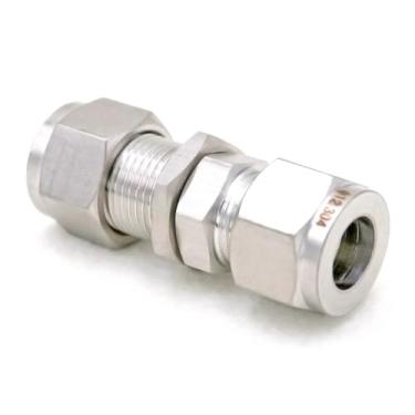 Imagem de WWECCQIJ Encaixe para tubo O/D 14 mm Bulkhead 304 aço inoxidável virola pneumática compressão de ar encaixe de tubulação