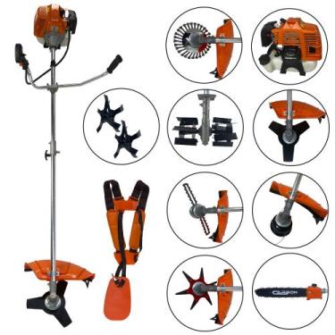 Imagem de Roçadeira 52cc 2,5HP com Motopodador de Galhos, Enxada Capinadeira, Lâ