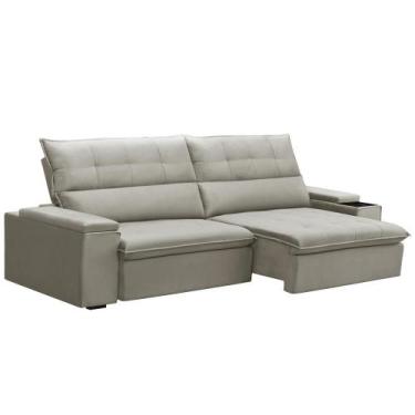 Imagem de Sofá Retrátil Reclinável Para Sala 3 Lugares 250cm Niels F04 Veludo Be
