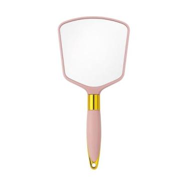 Imagem de Espelho de Mao, Espelho de Mão Princesa Elegante Portátil Maquiagem, AplicáVel A Dentista Médico Adulto Infantil(ROSA)