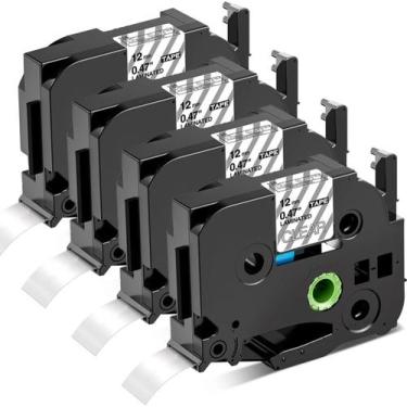 Imagem de Fita adesiva Wonfoucs TZe-135 branca sobre transparente, 12 mm x 8 m, 