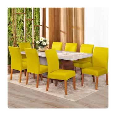 Imagem de Kit Capa Para Cadeira 8 Unidades Malha Gel - Shop CasaNobre, AMARELO